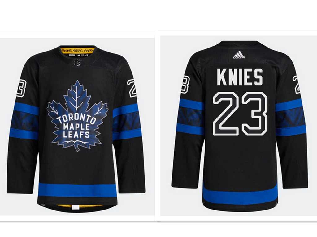 Men%27s Toronto Maple Leafs adidas #23 Matthew Knies Authentic X Drew House Flipside Alternate Jersey Dzhi->nfl m&n throwback->NFL Jersey